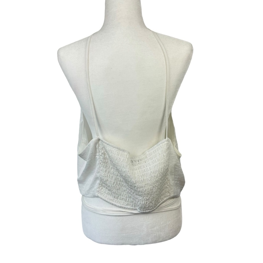 ELOQUII Bundle of 2 Satin Sheen Blue White Strappy Crop Top Plus Size 22 Tie - Picture 11 of 16